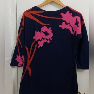 90’s Anthropologie Field of Flowers Sweater Megara Tunic Sweater Size XS Blue